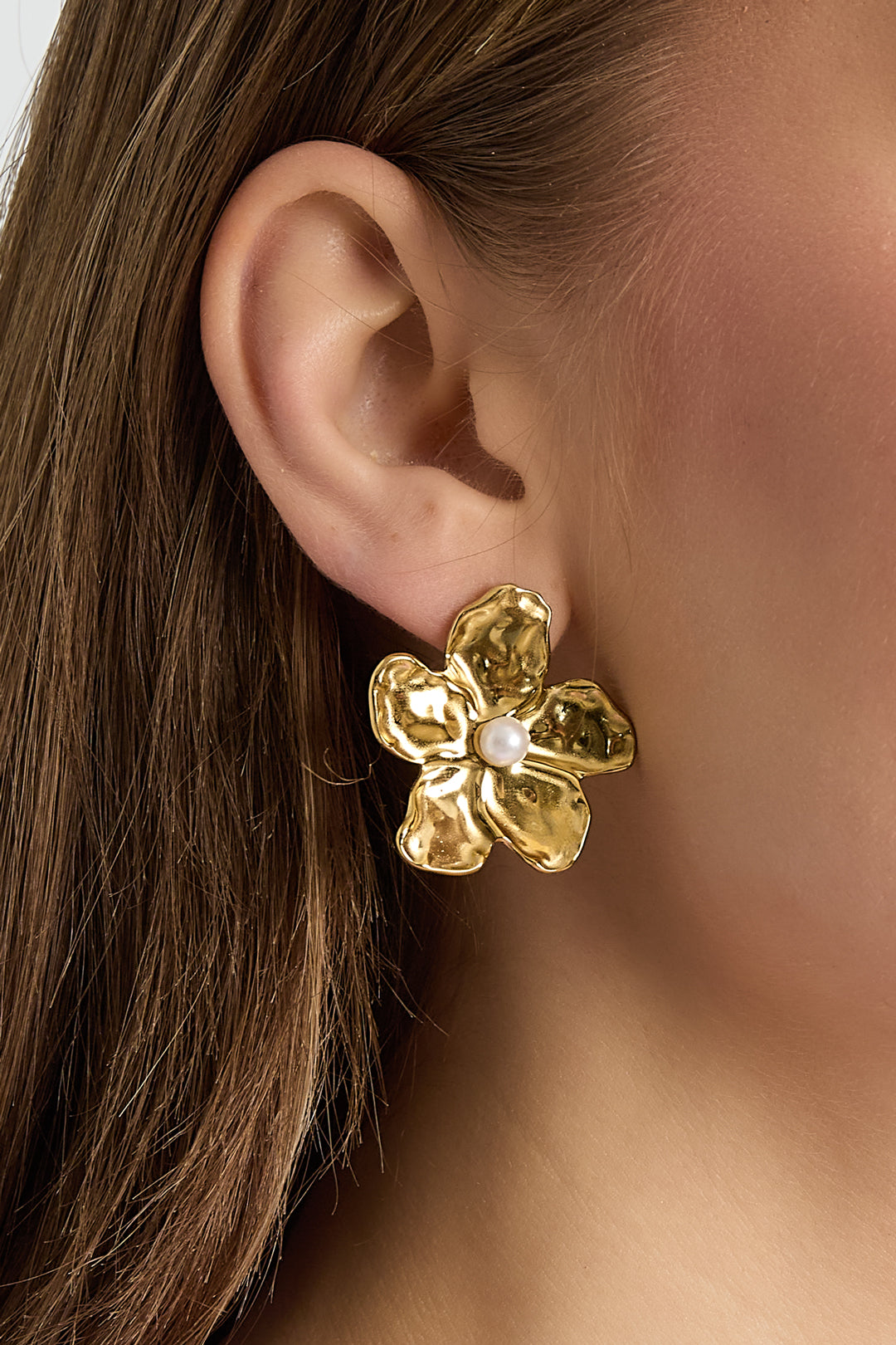 Stainless Steel Stud Earrings Flower Casual Daily Simple Series Women's jewelry