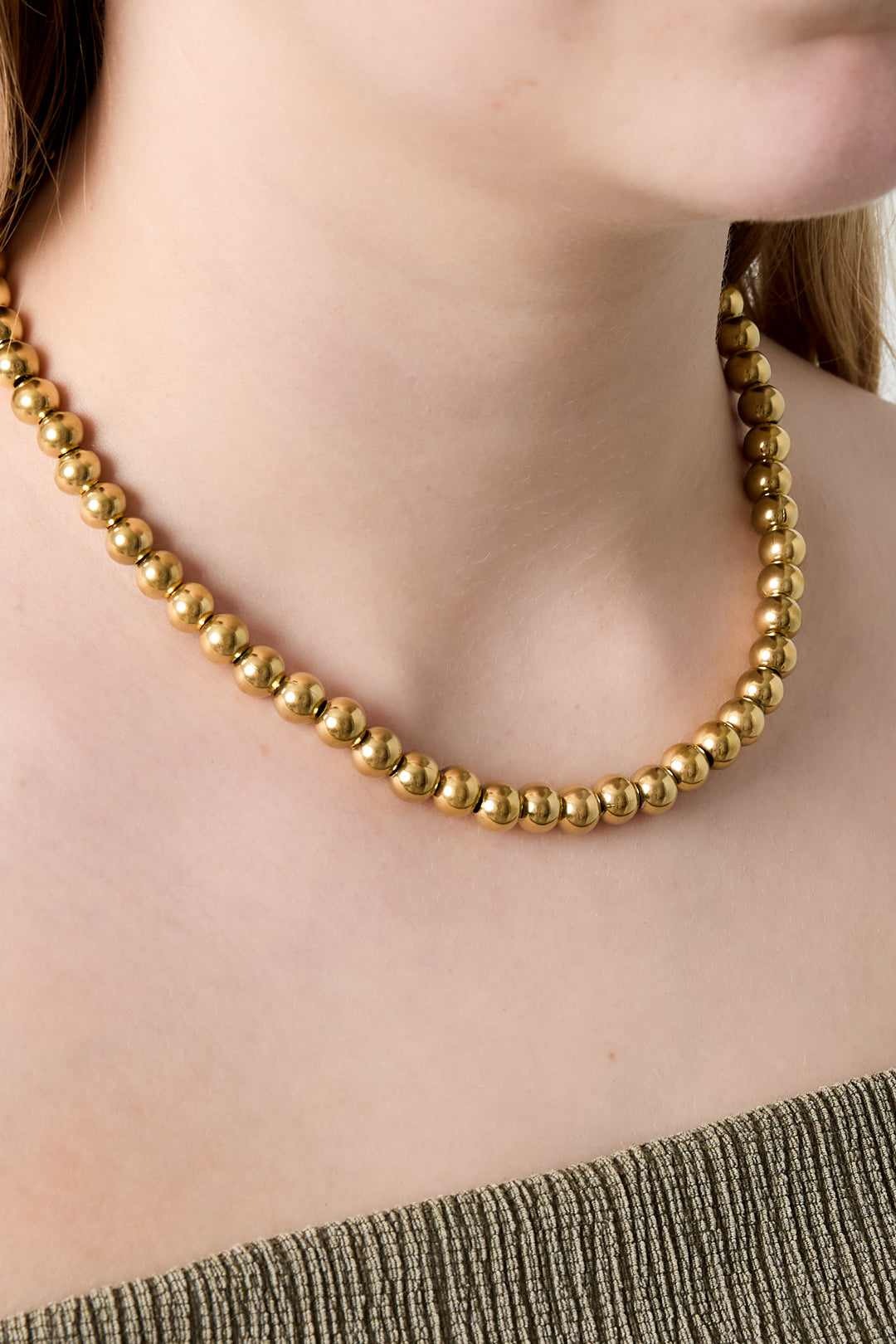 Hollow bead necklace-8mm