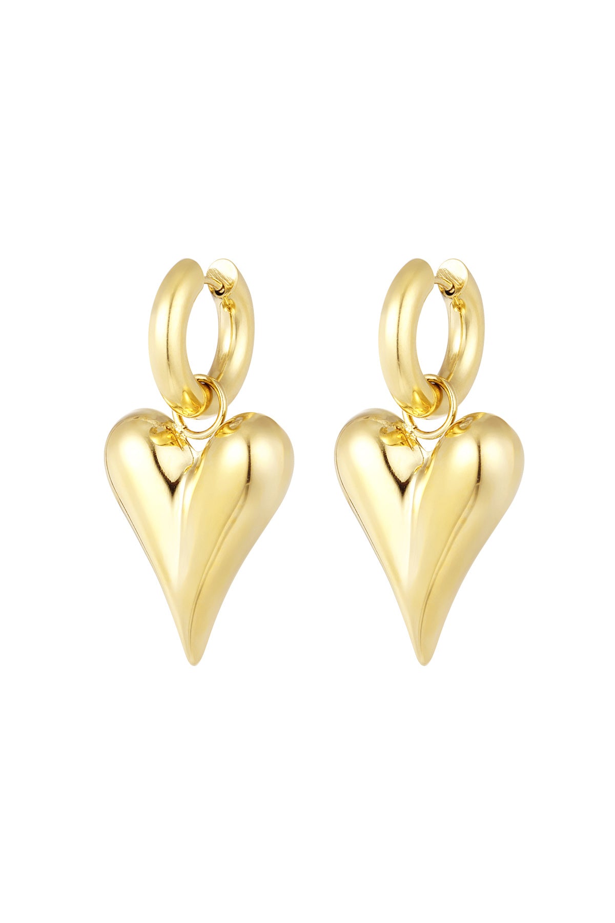 Earrings with heart pendants large - Silver Color color