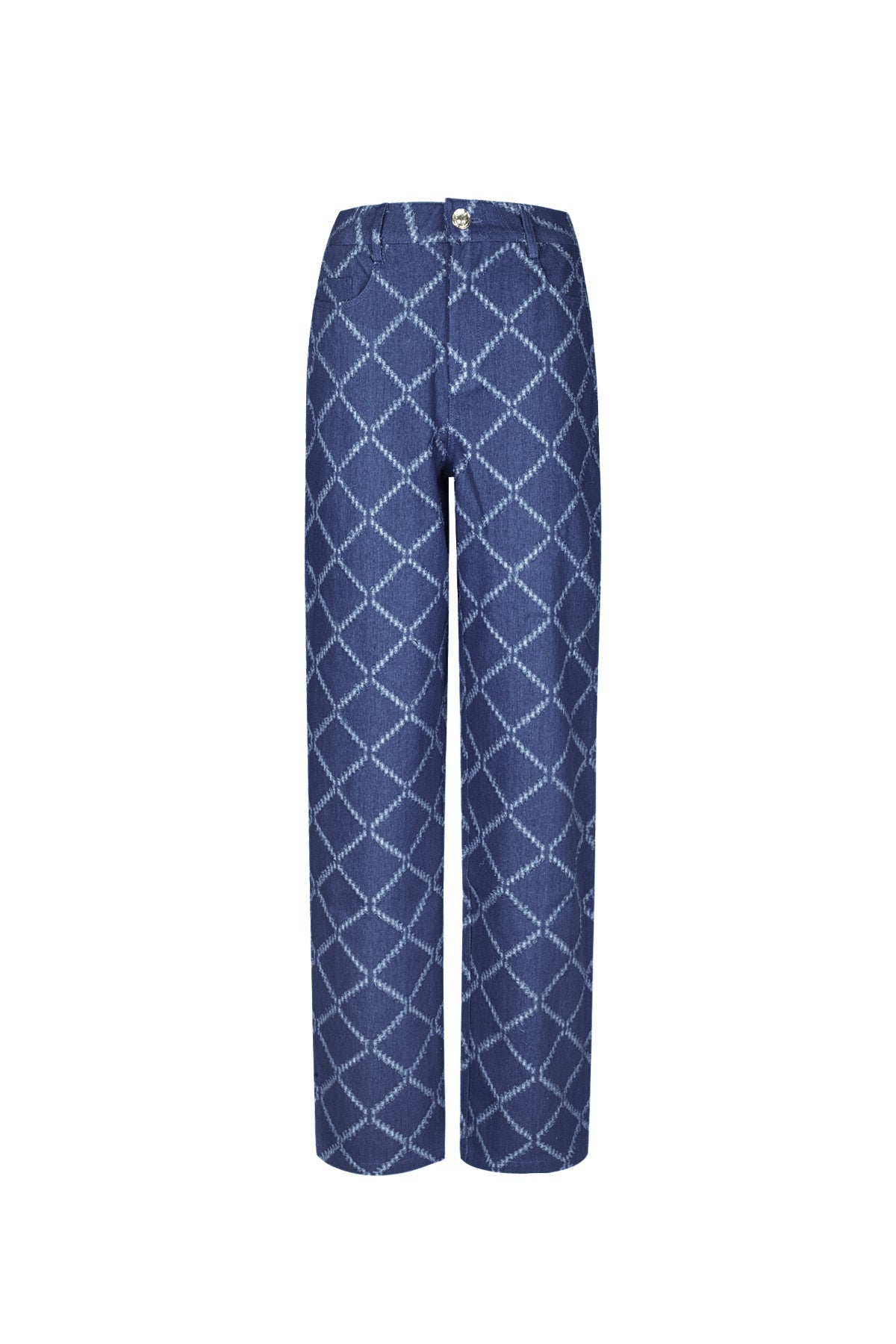 Cotton Woven Women's Straight Leg Pants Plaid Casual