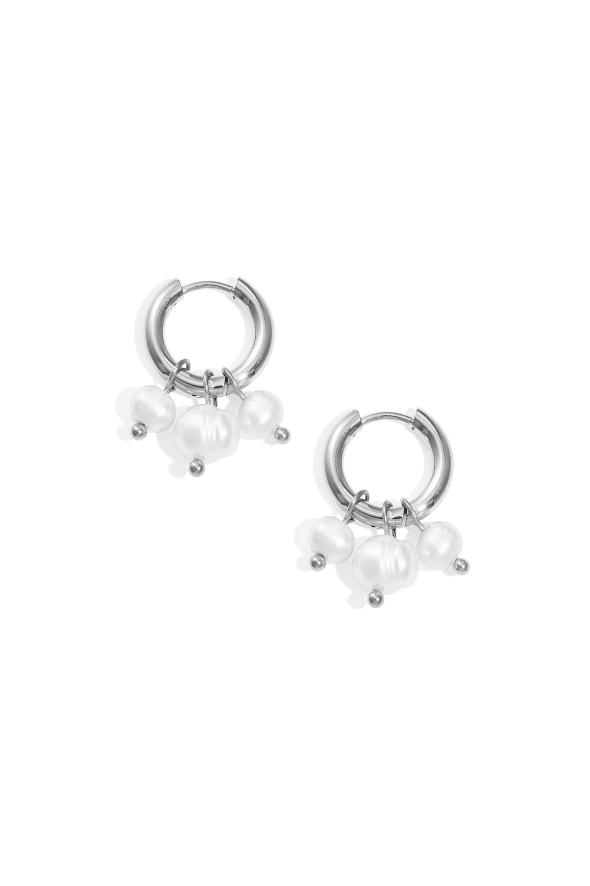 Earrings with dangling pearls Stainless Steel