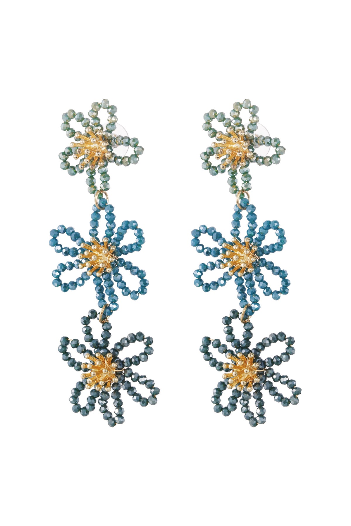 Flower party statement earrings - orange/purple