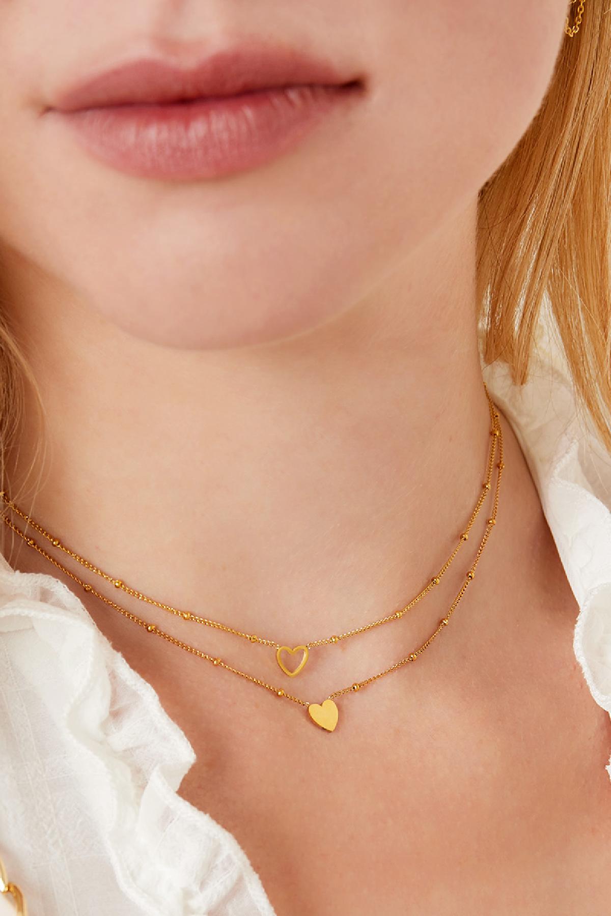 Minimalistic necklace heart Gold Color Stainless Steel