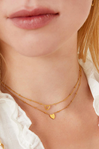 Minimalistic necklace heart Gold Color Stainless Steel