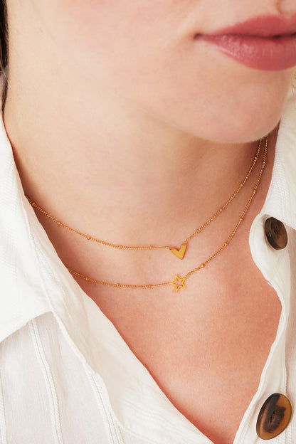 Minimalistic necklace open star Silver Color Stainless Steel