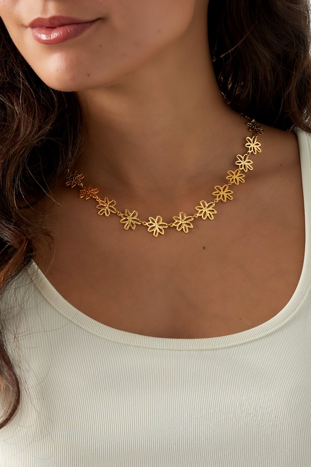 Flower Party Necklace - Silver Color color