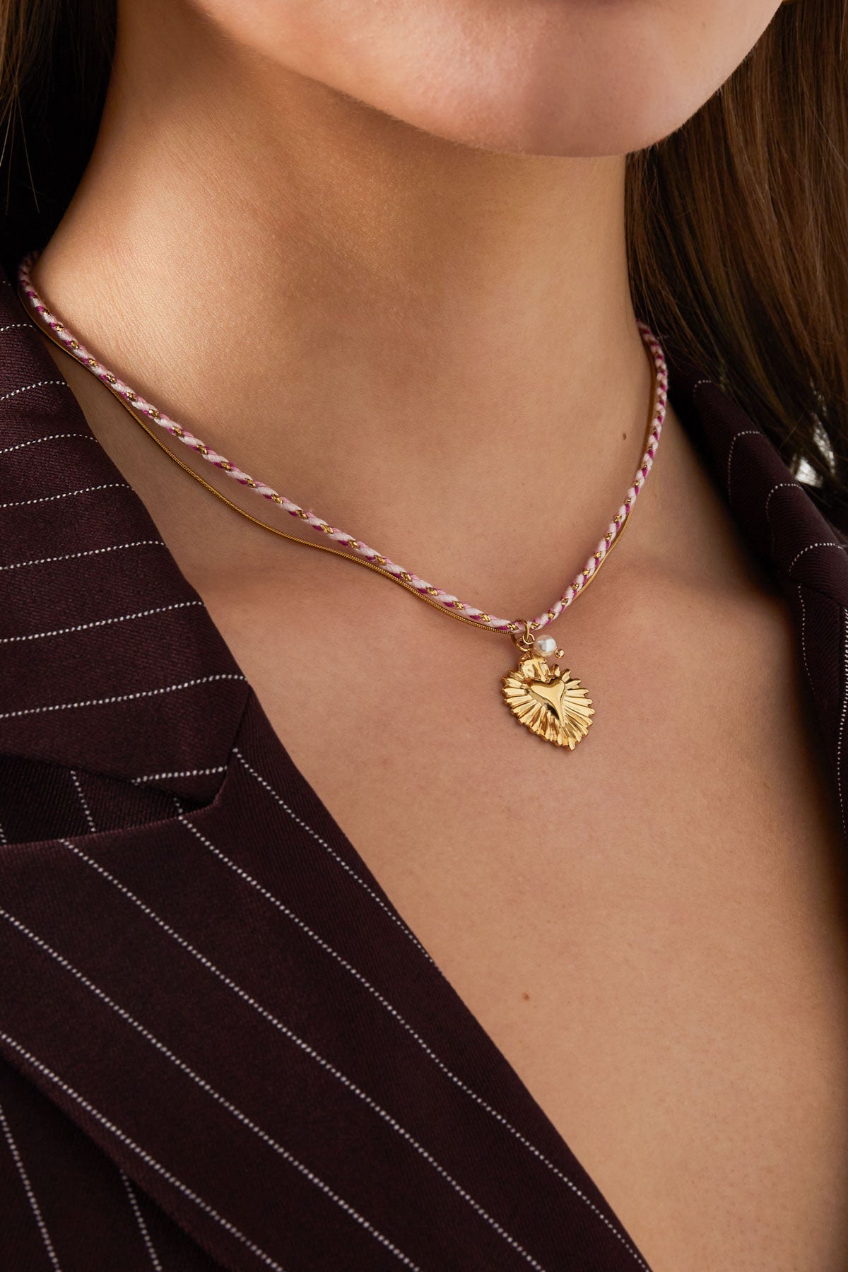 necklace colorful heartbeat - pink &