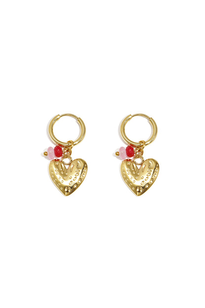 Earrings with heart and beads