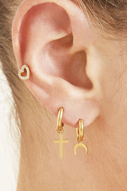 Earrings Faith Silver Color Stainless Steel