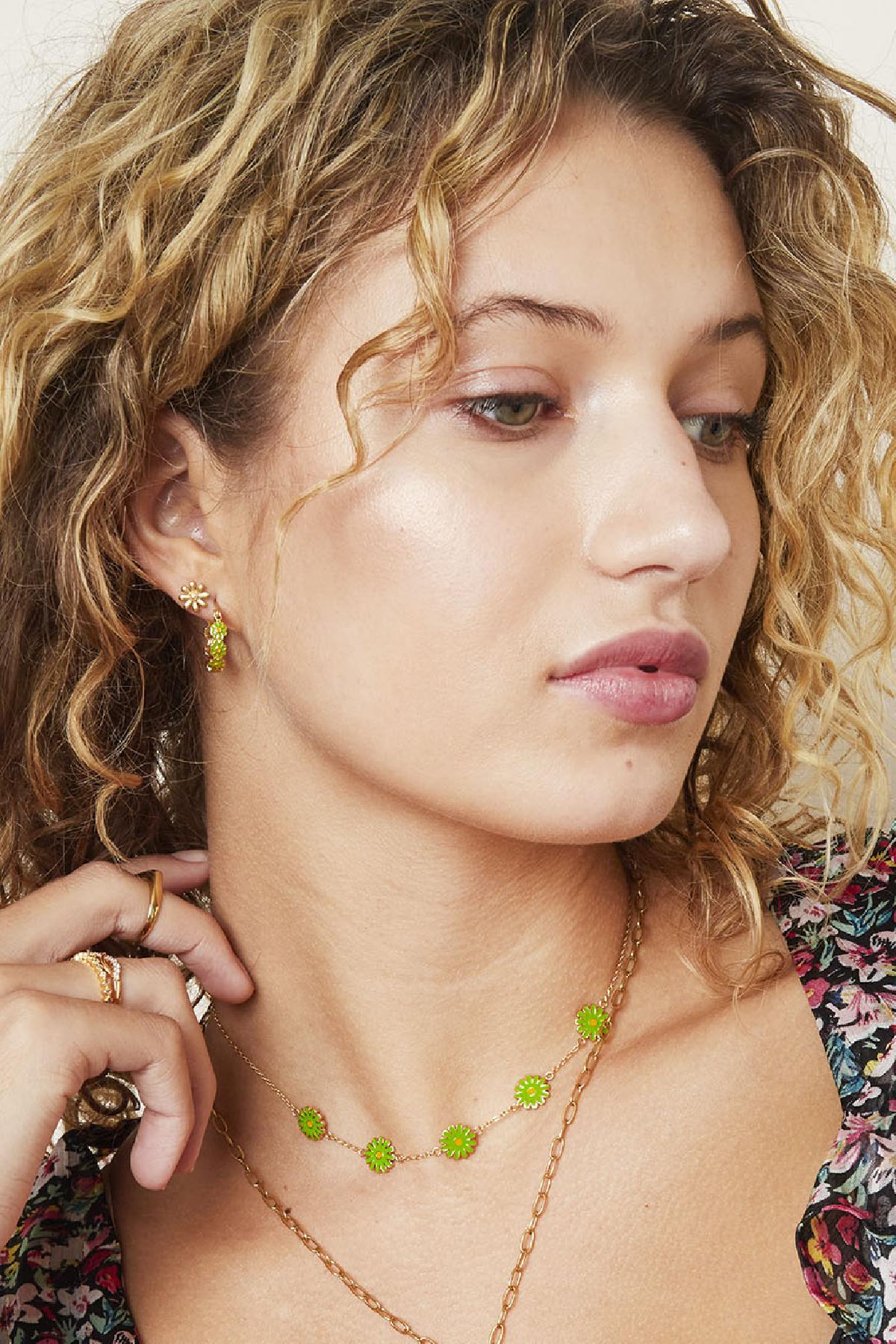 Shiny Diasy Stainless Steel Earrings