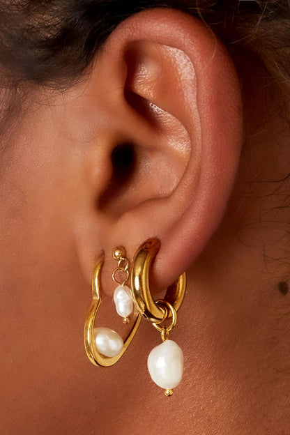 stainless steel earrings pearls simple 
