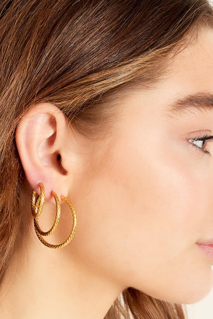 Small Stainless Steel Patterned Earrings