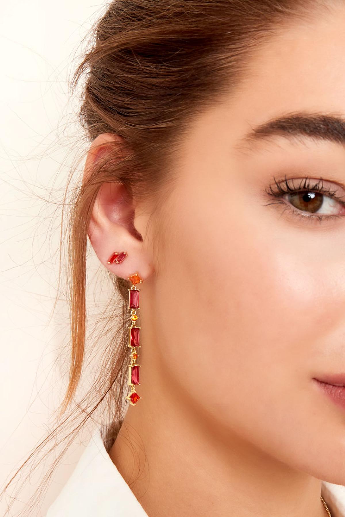 Ear studs colored stones - Sparkle collection Gold color Copper