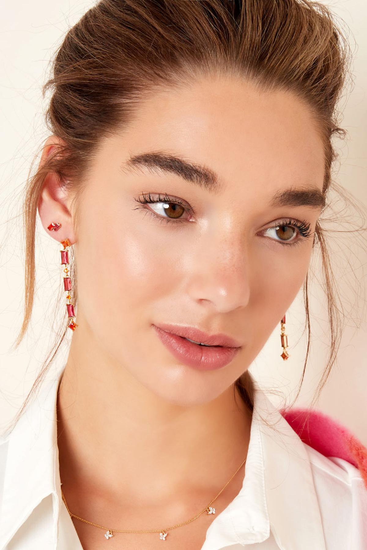 Ear studs colored stones - Sparkle collection Gold color Copper