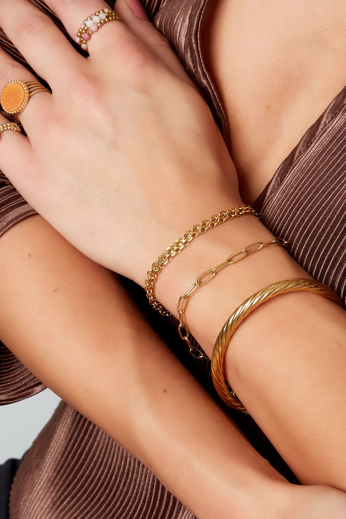 Link bracelet basic Gold Color Stainless Steel