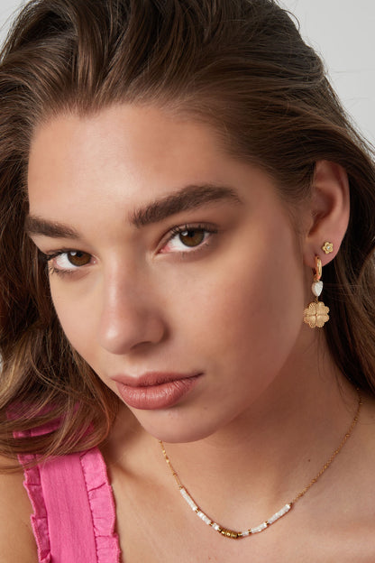 Ear studs flower - Silver Color color