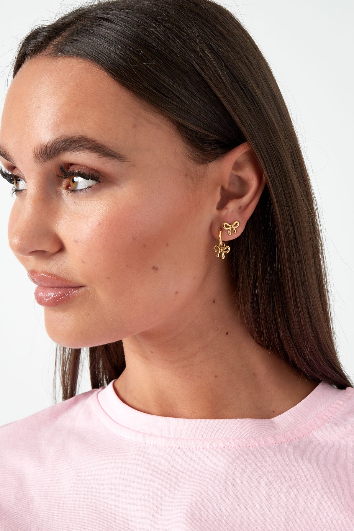Ear studs bow life - Silver Color color