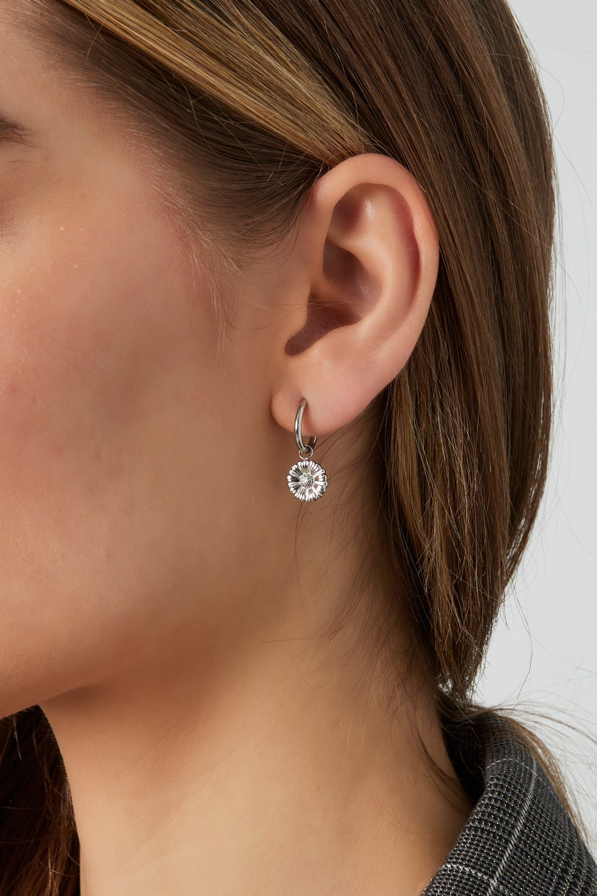 Flora charm earrings - Silver Color color