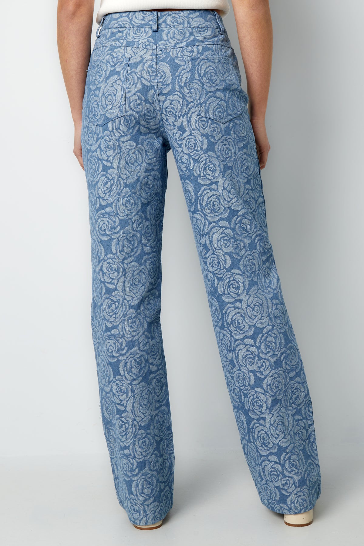 Cotton Woven Women's Straight Leg Pants Casual Floral Print