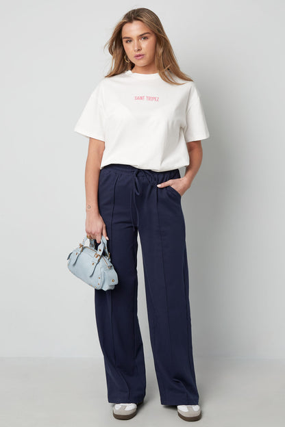 Cotton Women's Wide Leg Pants Comfortable Drawstring Waist