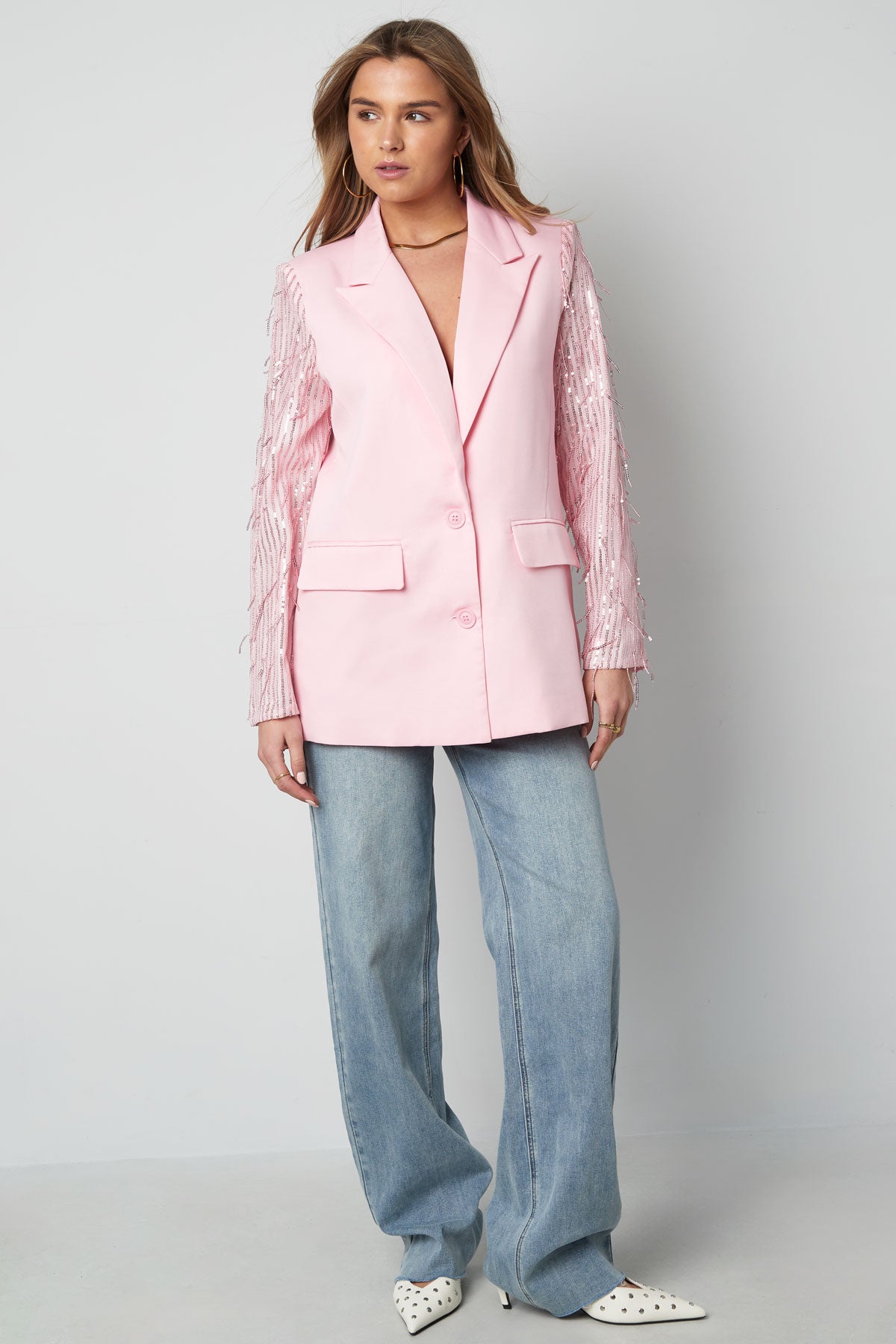 Polyester Women's Suit Jacket Fringe Sleeve Design