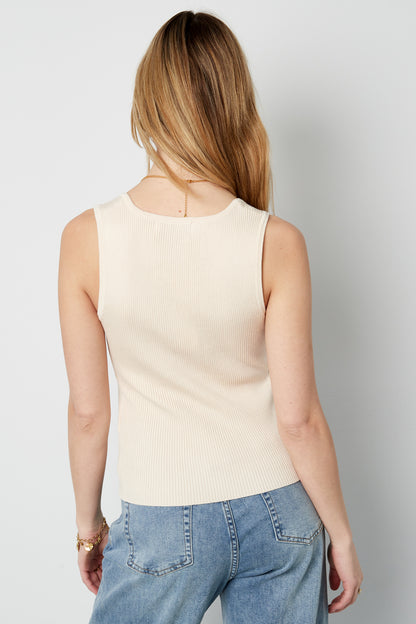Viscose Women's Sleeveless Top Ribbed Knit Button Front