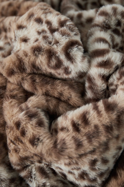 Polyester Faux Fur Women's Jacket Leopard Print Cozy Warm