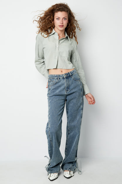 Cotton Women's Cropped Blouse Classic Button-Down