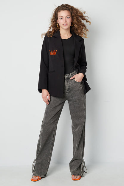 Polyester Women's Suit Blazer Crown Embroidery