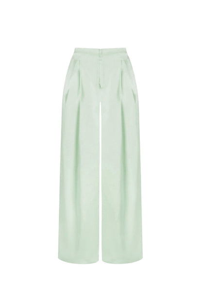 Woven Polyester Fiber Women's Straight Pants Casual Solid Color