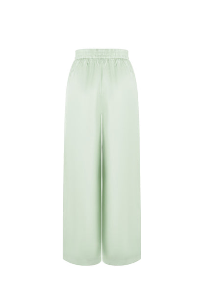 Woven Polyester Fiber Women's Straight Pants Casual Solid Color