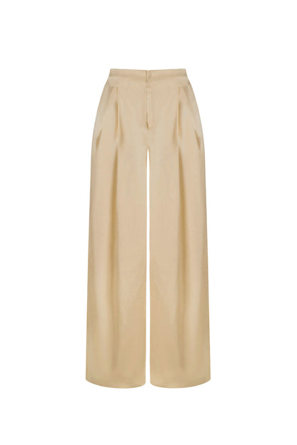 Woven Polyester Fiber Women's Straight Pants Casual Solid Color