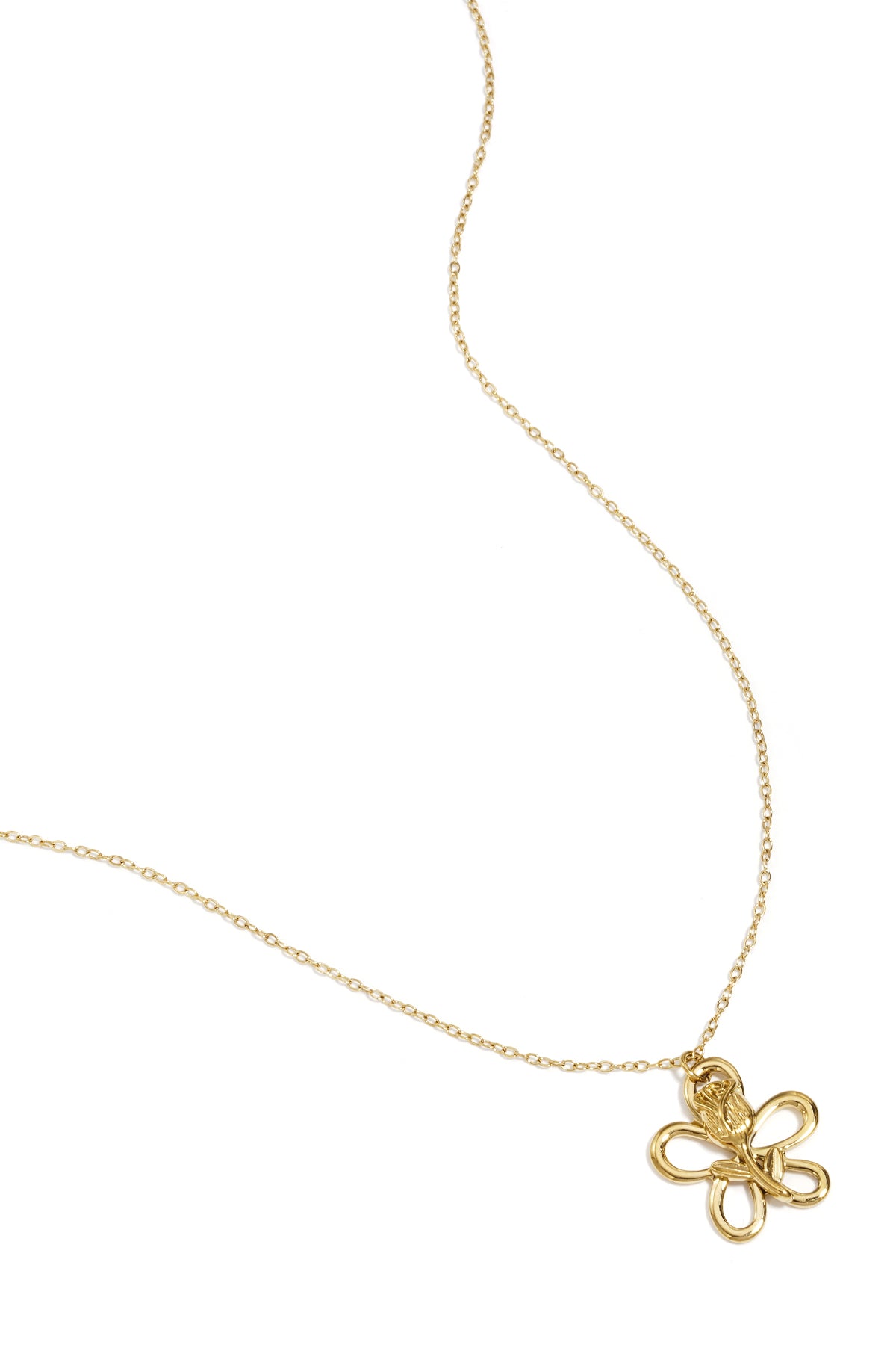 Necklace with rose on flower pendant