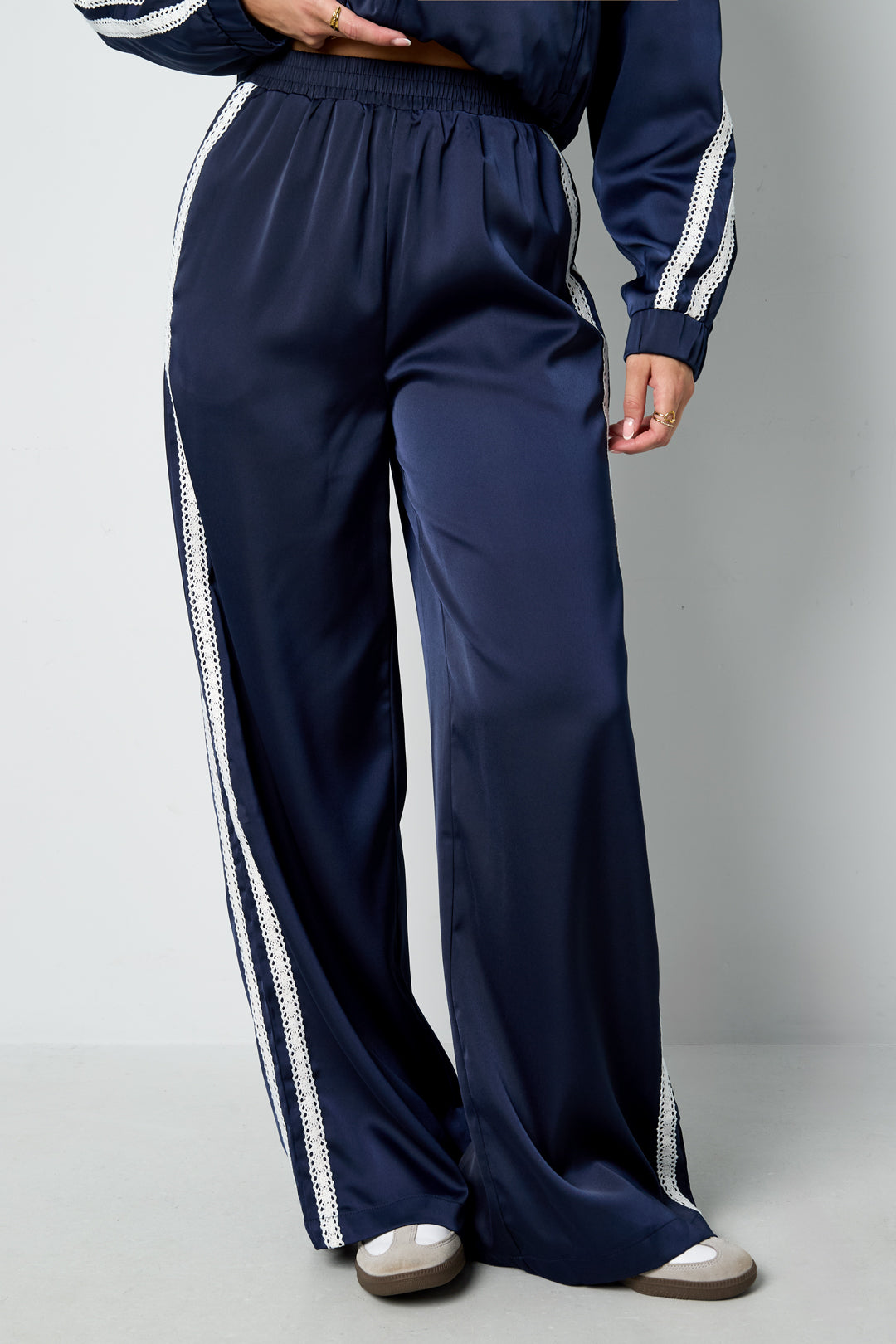 Woven Polyester Fiber Women's Straight Leg Pants Sporty Color Clash