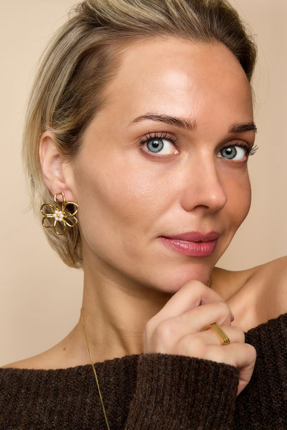 Stainless Steel Stud Earrings Flower Casual Daily Simple Series Women's jewelry