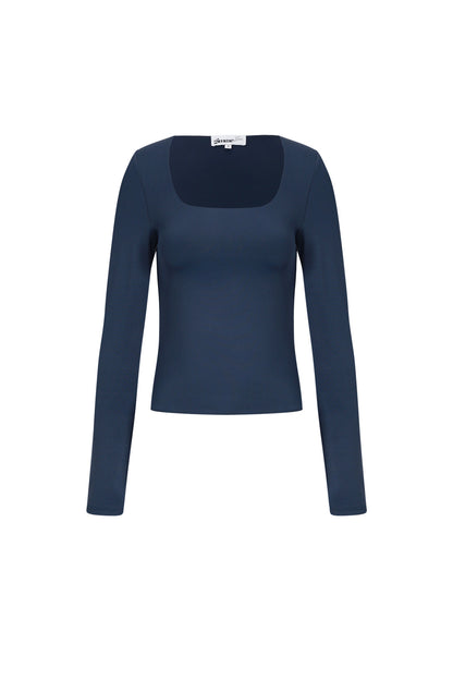 Knitted Nylon Women's Long Sleeve Top Basic Solid Color