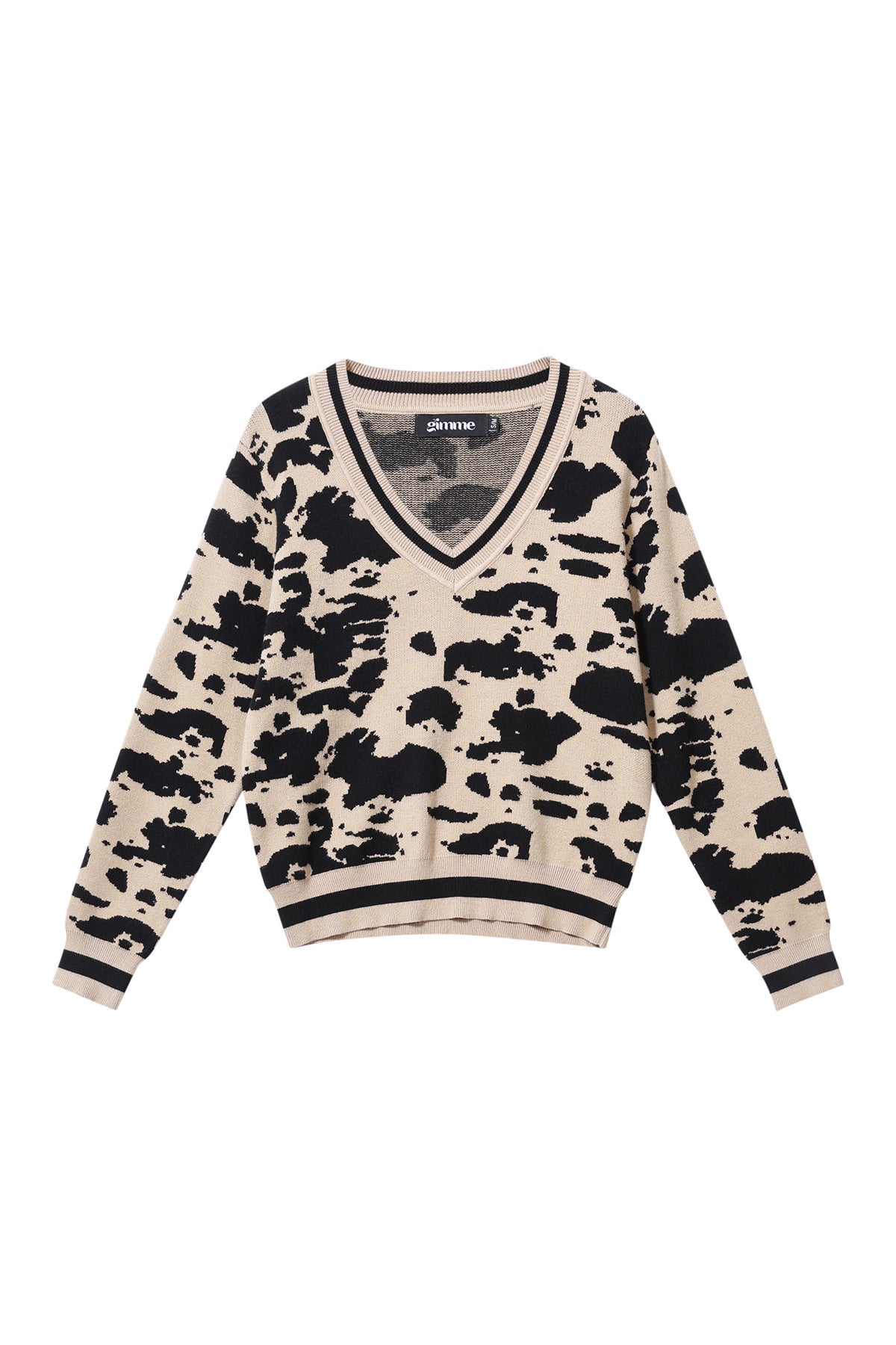 Knitted (including crochet and woolen fabrics) Leopard Print Women's V-Neck Sweater Fall/Winter Casual