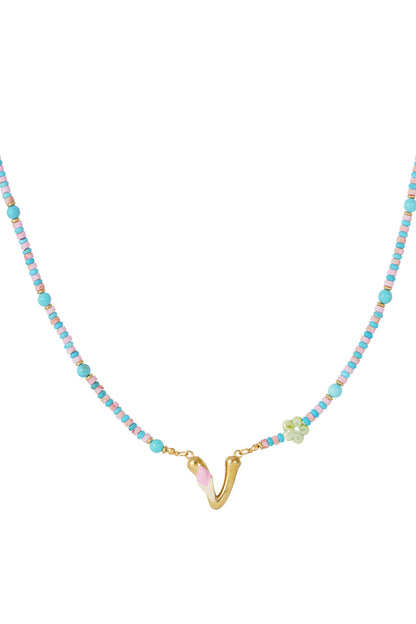 Happy beaded Initials necklace with charms