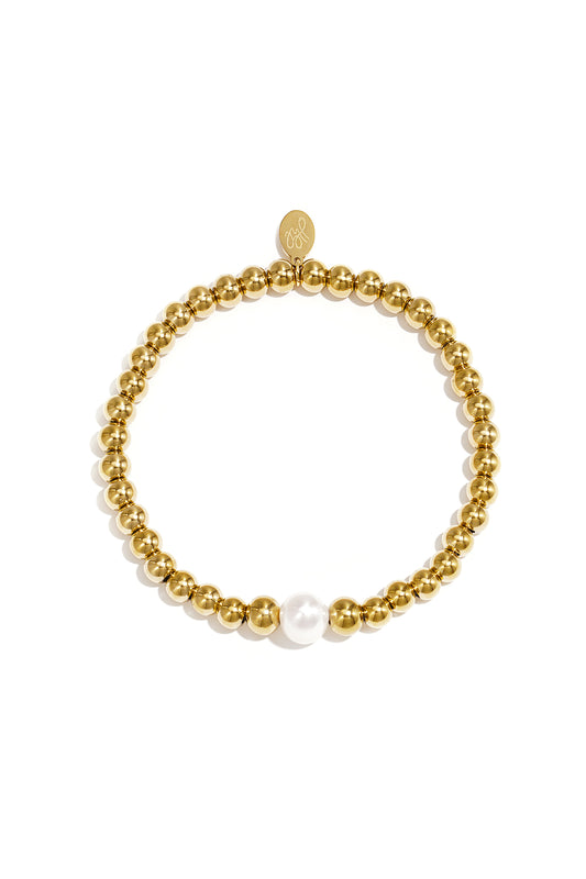 Beaded bracelet pearl in the middle Stainless Steel