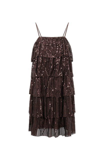 Woven Polyester Fiber Women's Mini Dress Elegant Sequins