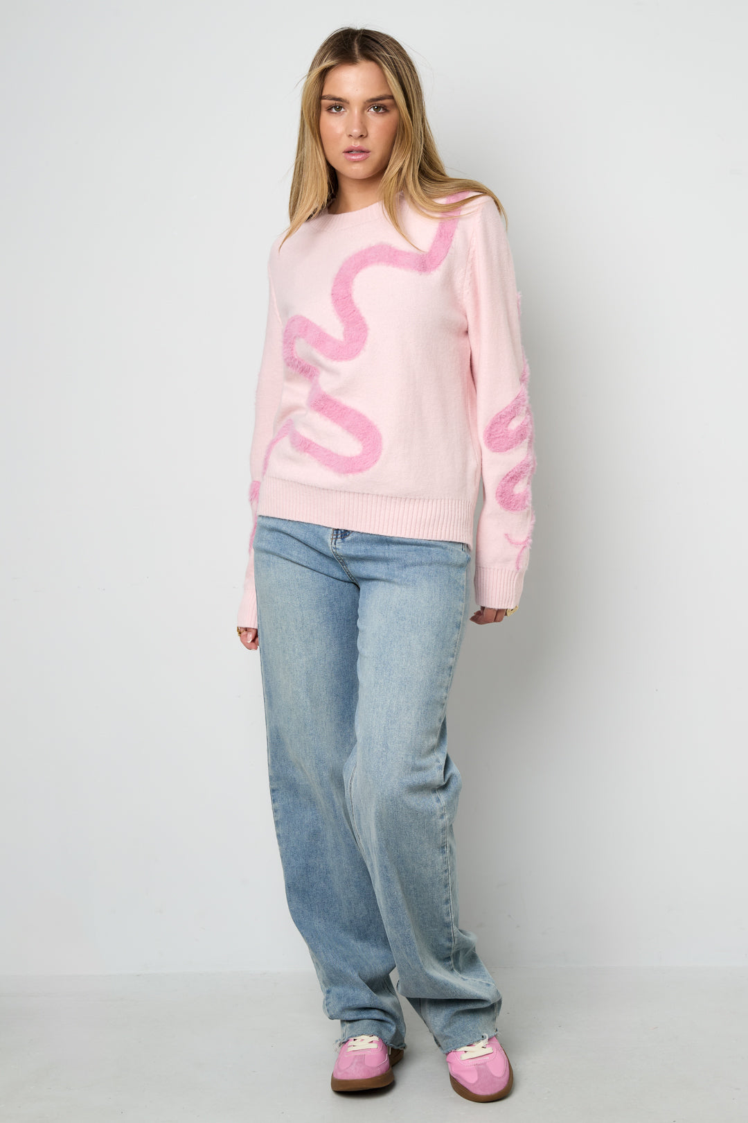 Knitted Polyester Fiber Women's Knit Sweaters Casual Color Clash