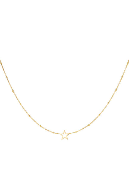 Minimalistic necklace open star Silver Color Stainless Steel