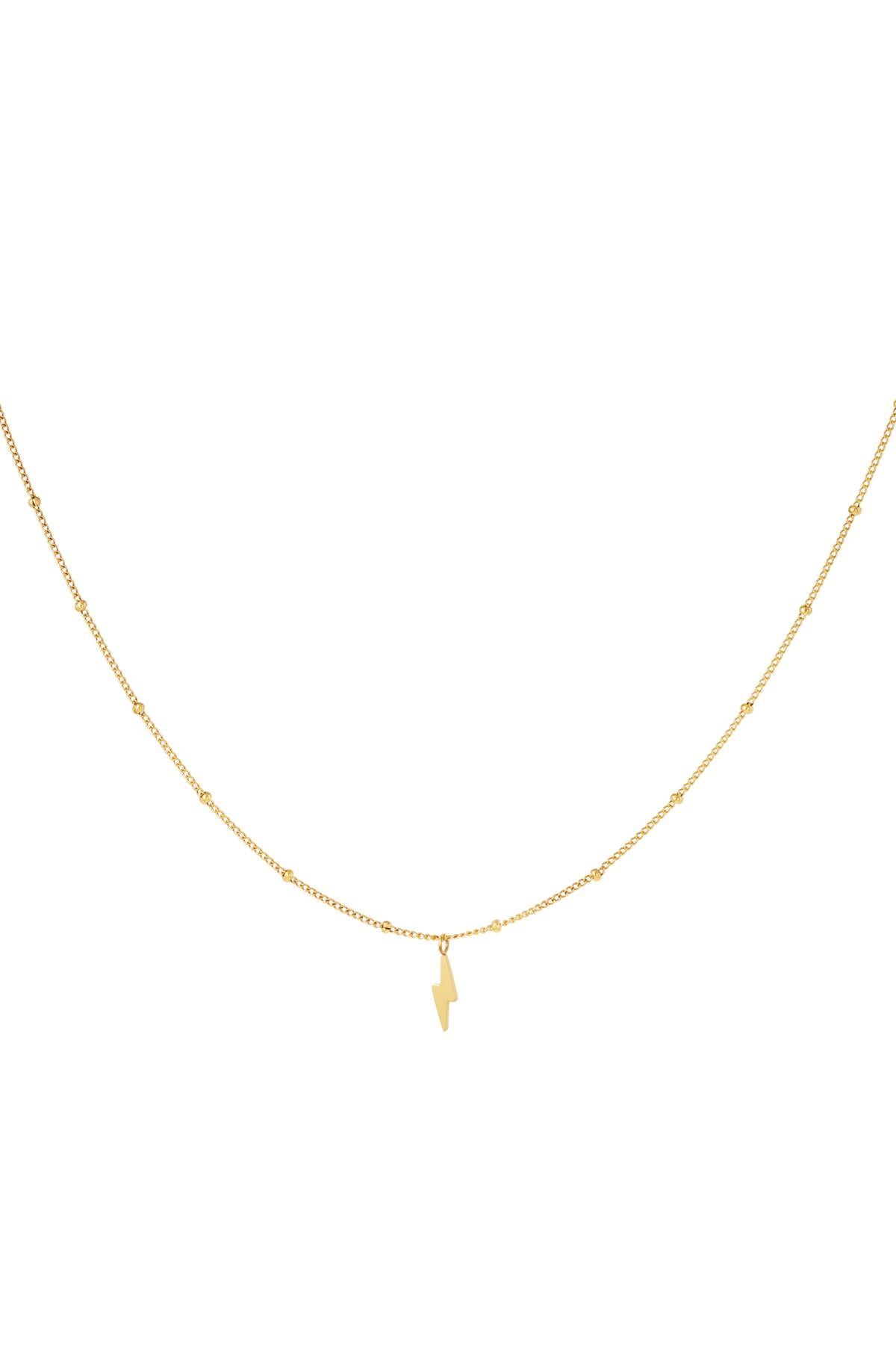 Necklace bolt of lightning Gold Color Stainless Steel