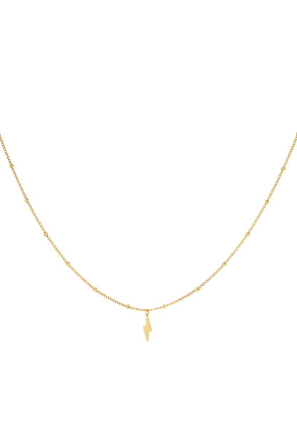 Necklace bolt of lightning Gold Color Stainless Steel