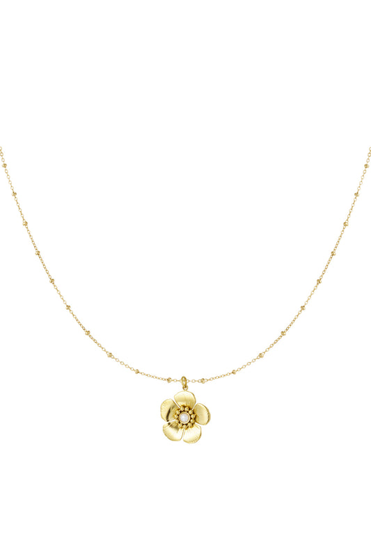ball necklace with flower pendant and pearl