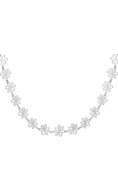 Flower Party Necklace - Silver Color color