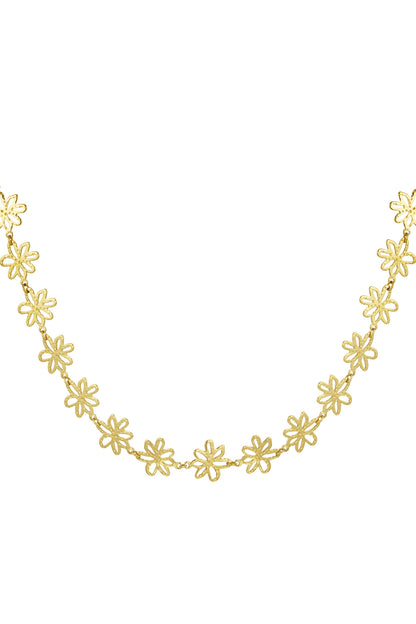 Flower Party Necklace - Silver Color color