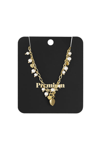 hearts & pearls necklace