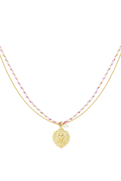 necklace colorful heartbeat - pink &