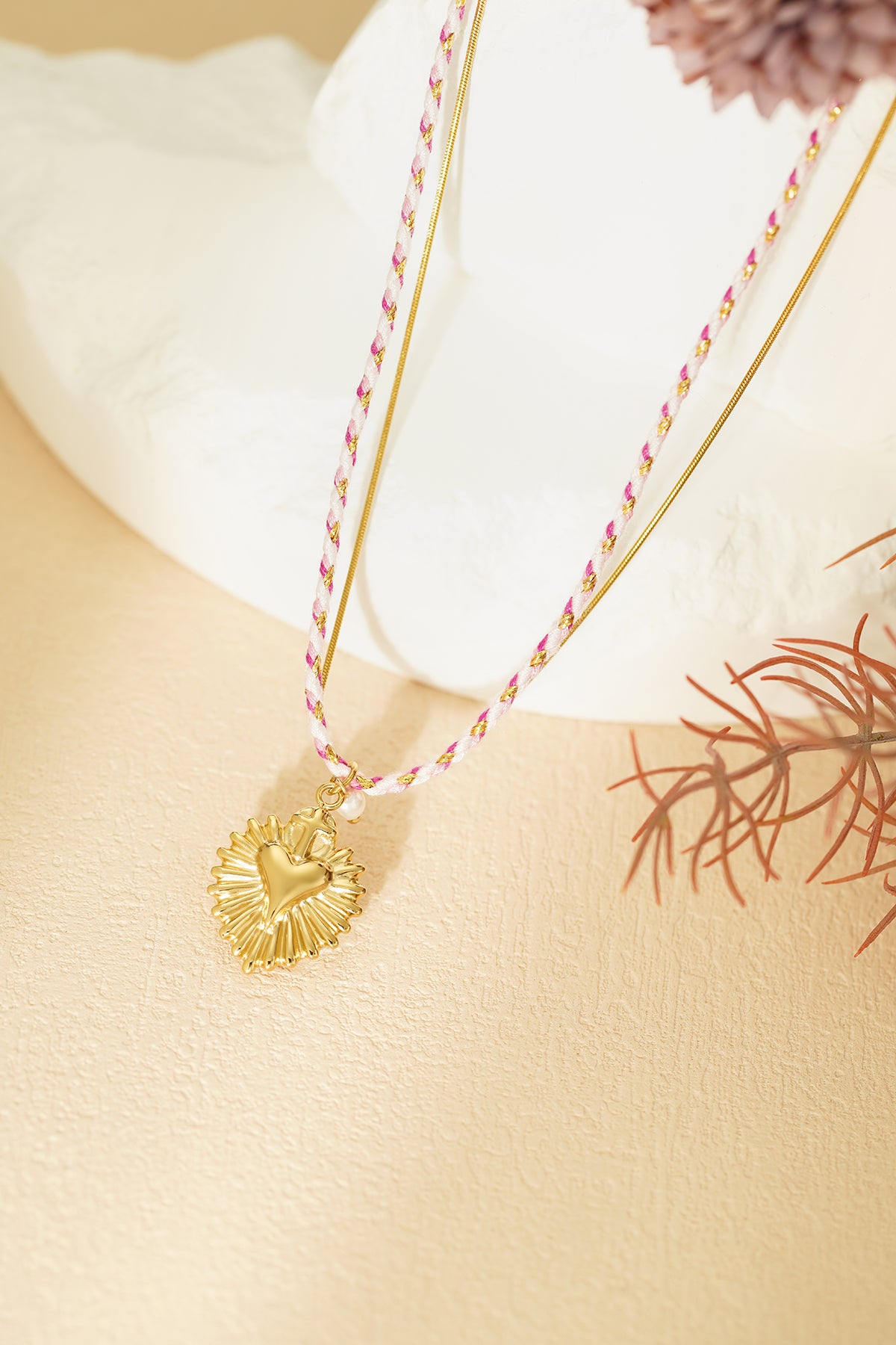 necklace colorful heartbeat - pink &